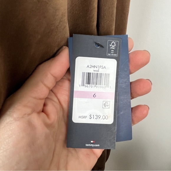 Tommy Hilfiger Faux Vegan Suede Dress. #567 Brown Size 6 NWT - Picture 3 of 11